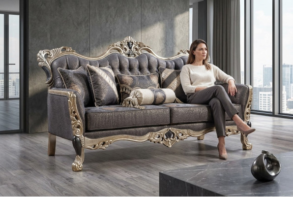 Luksusowa Sofa 3-miejsce siedzące Stof Salonowy Klasyczny Design Sofy Podkładka Kanapy Nowa