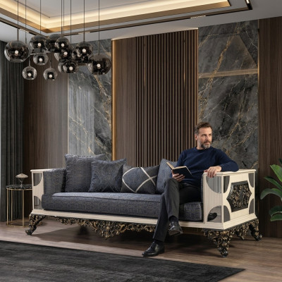 Luksusowa Sofa 3-miejsce siedzące Stof Salonowy Klasyczny Design Sofy Podkładka Kanapy Nowa
