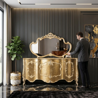 Kredens Lustro Luxury Grupa Kredens Ustawić Komody Szafa Komody Złote
