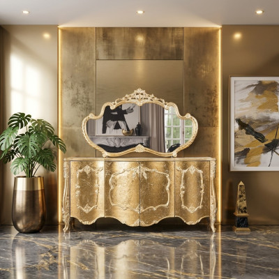 Kredens Lustro Luxury Grupa Kredens Ustawić Komody Szafa Komody Złote