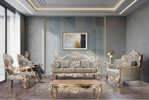 Chesterfield Zestaw sofowy 3+3+1+1 Siedziba stolik kawowy Classic Sofa Podkładka Siedziba