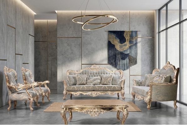 Chesterfield Zestaw sofowy 3+3+1+1 Siedziba stolik kawowy Classic Sofa Podkładka Siedziba
