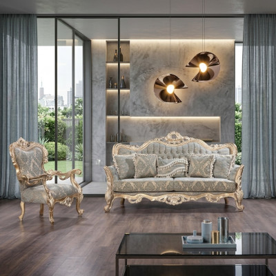 Zestaw sofowy Klasyczne luksusowe sofy Fotel zestaw do salonu 3+1 Siedziba Chesterfield