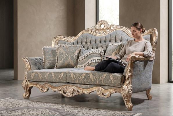 Chesterfield 3 miejsce siedzące Designerska Sofa Luksusowa Podkładka Sofy Kanapy Materiał Włókienniczy