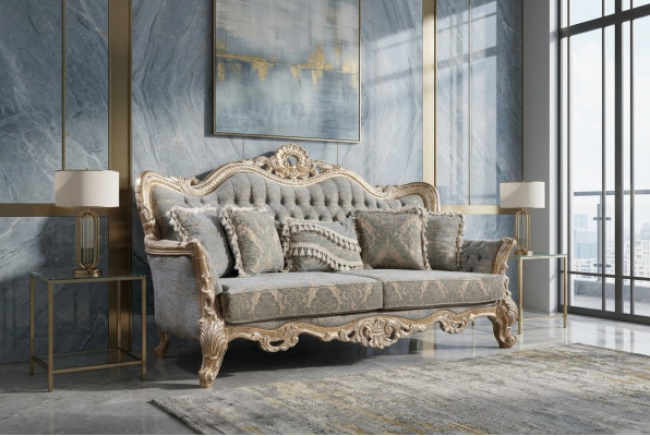 Chesterfield 3 miejsce siedzące Designerska Sofa Luksusowa Podkładka Sofy Kanapy Materiał Włókienniczy