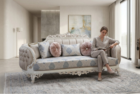 Chesterfield 3 miejsce siedzące Designerska Sofa Luksusowa Podkładka Sofy Kanapy Materiał Włókienniczy Nowy