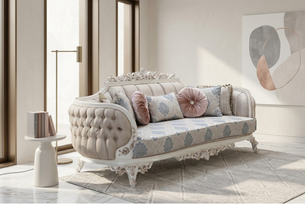 Chesterfield 3 miejsce siedzące Designerska Sofa Luksusowa Podkładka Sofy Kanapy Materiał Włókienniczy Nowy