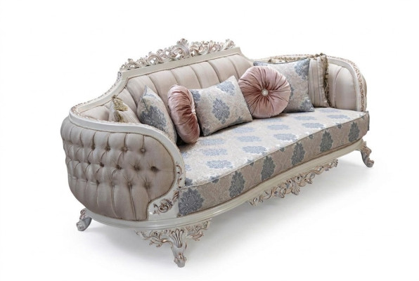 Chesterfield 3 miejsce siedzące Designerska Sofa Luksusowa Podkładka Sofy Kanapy Materiał Włókienniczy Nowy