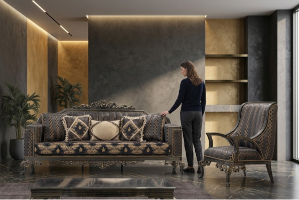 Luksusowy zestaw sofowy Chesterfield 3+1 miejsce do siedzenia Klasyczna Sofa Barokowa Podkładka Siedziba