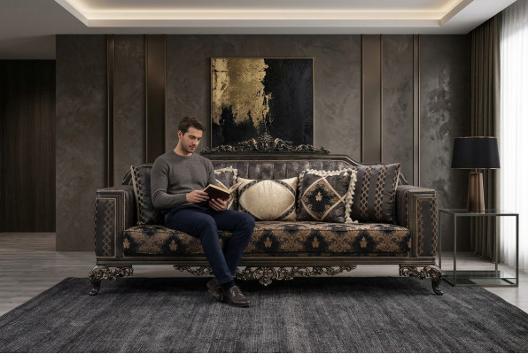 Chesterfield 3 miejsce siedzące Designerska Sofa Luksusowa Podkładka Sofy Kanapy Materiał Włókienniczy Nowy