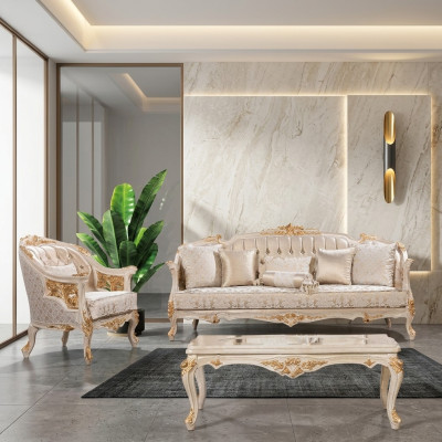 Luksusowy Zestaw Sofowy Chesterfield 3+1-osobowa Klasyczna Sofa Barokowa Podkładka Siedziba
