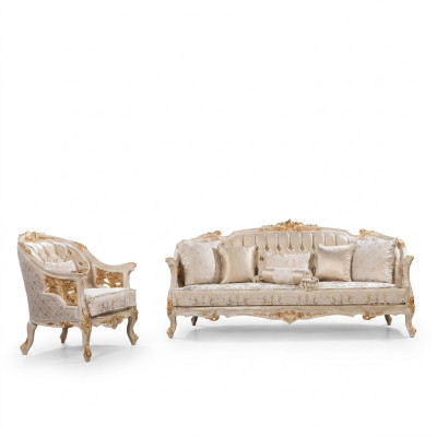 Luksusowy Zestaw Sofowy Chesterfield 3+1-osobowa Klasyczna Sofa Barokowa Podkładka Siedziba