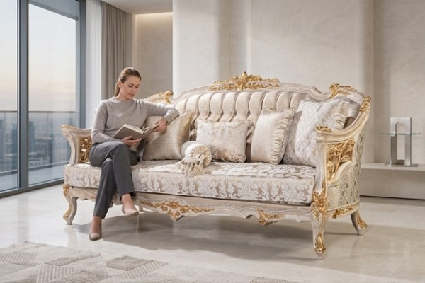 Chesterfield 3 miejsce siedzące Designerska Sofa Luksusowa Podkładka Sofy Kanapy Materiał Włókienniczy Nowy