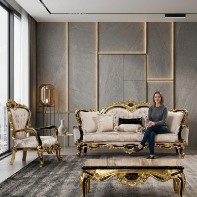 Zestaw sofowy Klasyczne luksusowe sofy Fotel zestaw do salonu 3+1 Siedziba Chesterfield