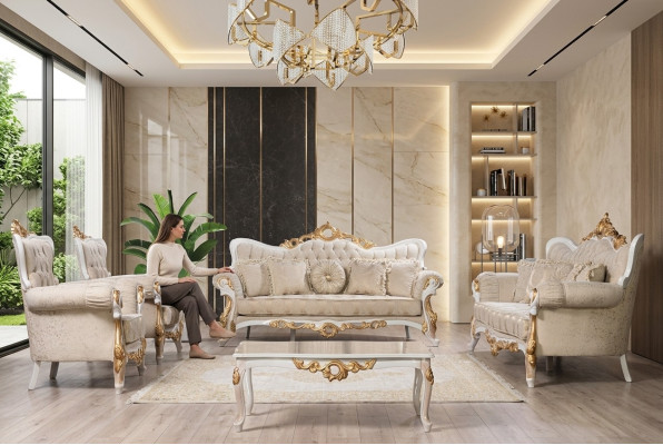 Zestaw sofowy 3311 Siedziba Set Design Sofa Podkładka Kanapy Klasyczny stolik kawowy