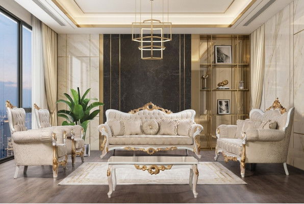 Zestaw sofowy 3311 Siedziba Set Design Sofa Podkładka Kanapy Klasyczny stolik kawowy