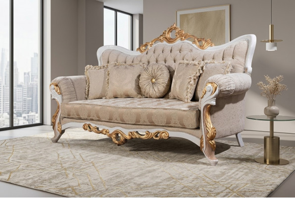 Sofa 3 miejsce do siedzenia Materiał Sofy Trzyosobowe Luksusowy Salon W Stylu Barokowym Kanapa Barokowa
