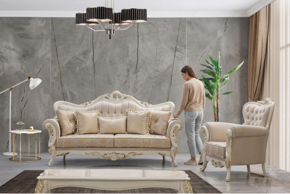 Zestaw sofowy 3+1 miejsce do siedzenia Zestaw Design Sofa Podkładka Kanapy Kanapa Klasyczny luksus