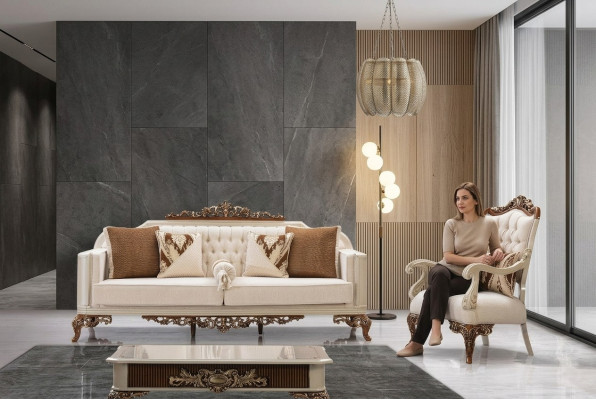 Zestaw sofowy 3+1 miejsce do siedzenia Sofa Kanapa Obcios Sofy Podkładka Materiał Włókienniczy
