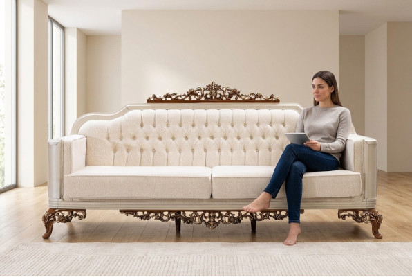 Sofa 3 miejsce do siedzenia Chesterfield Sofy trzyosobowe luksusowe do salonu w stylu barokowym kanapa nowa