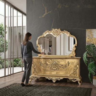 Zestaw Kredens Lustro Ustawić Komody Drewno Grupa Kredens Meble Baroque