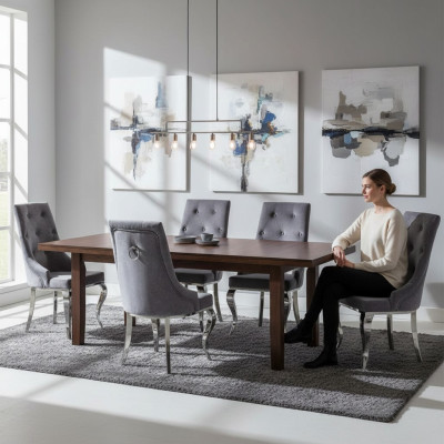 6x Krzesło Chesterfield Designer Podkładka Krzesła Siedziba Włókienniczy Ustawić Nowy