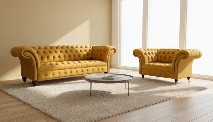 Chesterfield Zestaw sofowy 2+1 miejsce do siedzenia Design Podkładka Modern Ustawić