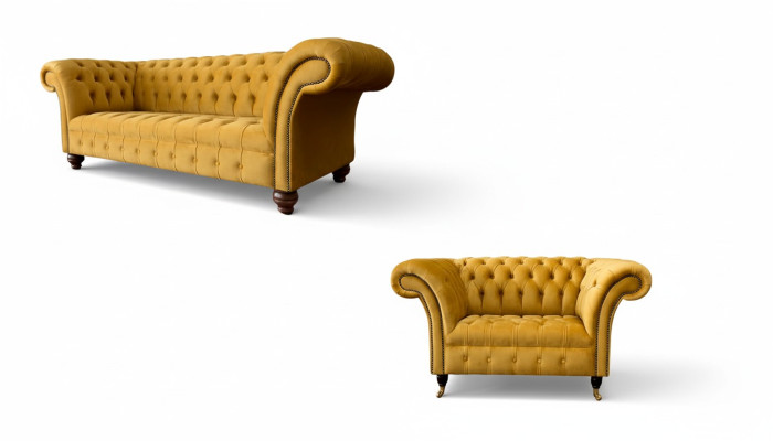 Chesterfield Zestaw sofowy 2+1 miejsce do siedzenia Design Podkładka Modern Ustawić