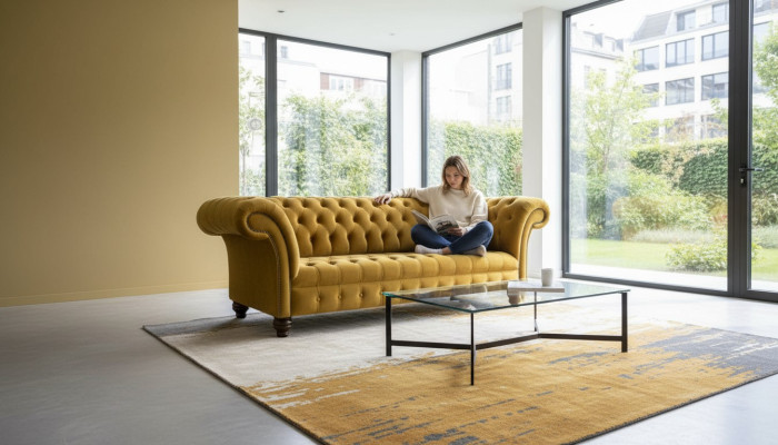 Chesterfield 3 miejsce siedzące Designerska Sofa Kanapa Tapicerka Sofy Kanapy Materiał