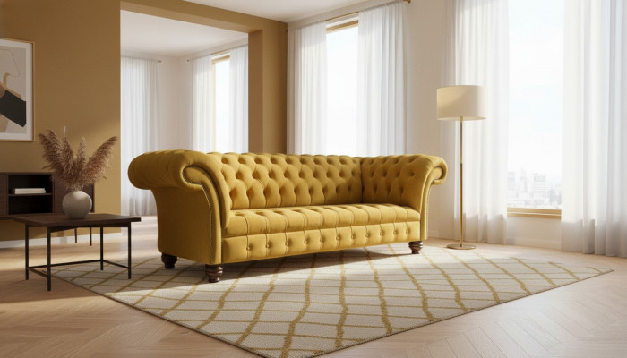 Chesterfield 3 miejsce siedzące Designerska Sofa Kanapa Tapicerka Sofy Kanapy Materiał