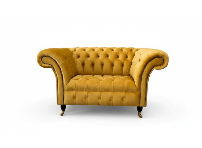 Fotel Chesterfield Meble Zestaw 2x Sofa Jednoosobowa Sofa Włókiennicza Żółta