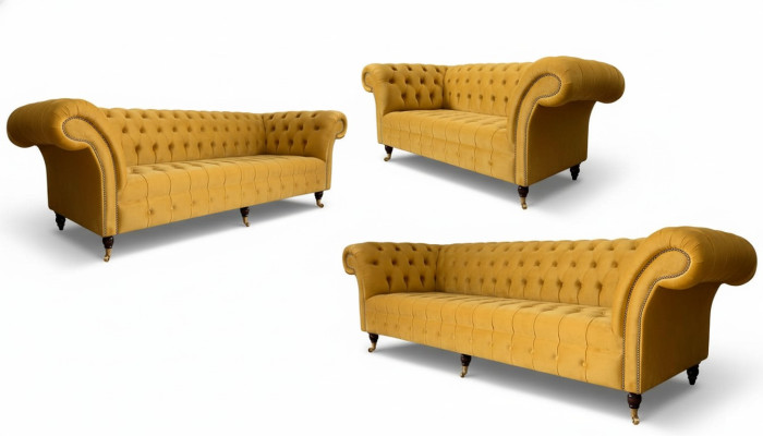 Zestaw sofowy Couch Yellow Chesterfield Zestaw podkładek do siedzenia Kompletny