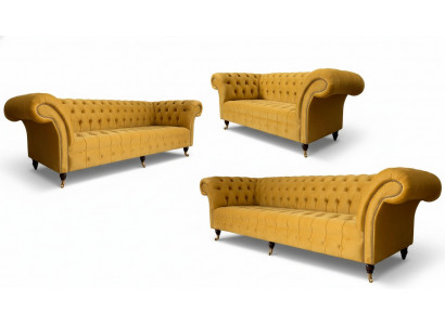 Zestaw sofowy Couch Yellow Chesterfield Zestaw podkładek do siedzenia Kompletny