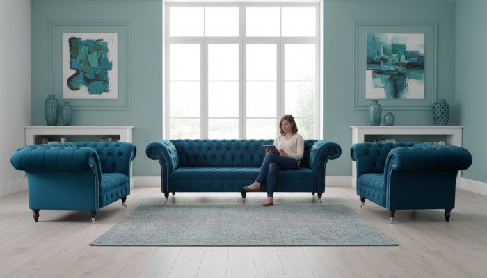 Sofa Kanapa Włókienniczy Podkładka Siedziba 2+1+1 miejsce siedzące Ustawić Design Sofy