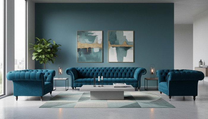 Sofa Kanapa Włókienniczy Podkładka Siedziba 2+1+1 miejsce siedzące Ustawić Design Sofy