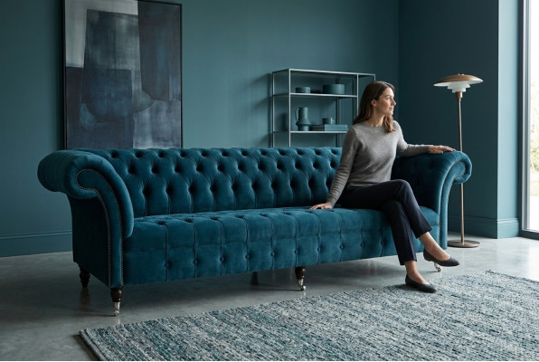 Designerska sofa 3 miejsce do siedzenia Chesterfield Podkładka Sofy Siedziba trzyosobowa Włókienniczy