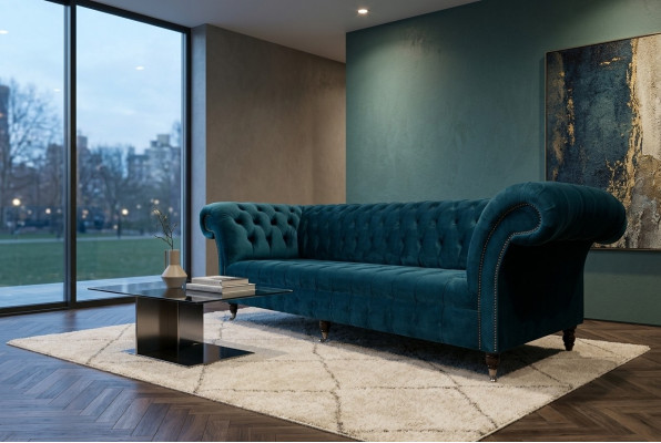 Designerska sofa 3 miejsce do siedzenia Chesterfield Podkładka Sofy Siedziba trzyosobowa Włókienniczy
