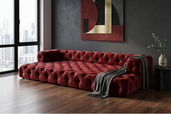 Design Chesterfield Zestaw sofowy Big xxl Sofa 5-miejsce siedzące Couch Podkładka Sofy