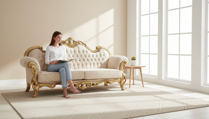Sofa 3 Siedziba Materiał Sofy Trzyosobowe Luksusowy Salon Chesterfield Barokowy