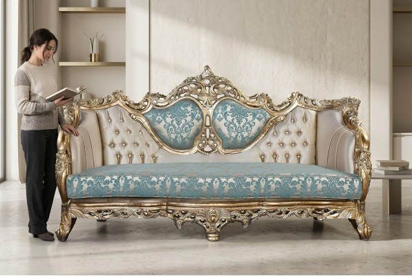 Sofa 3 miejsce do siedzenia Sofa Designerska Luksusowa Podkładka Sofy Kanapy Materiał Włókienniczy Nowy