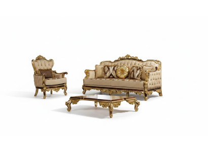 Zestaw sofowy Kanapa Barokowa Rokoko Kanapy Włókienniczy Chesterfield Sofa Tabela 3-częściowa.
