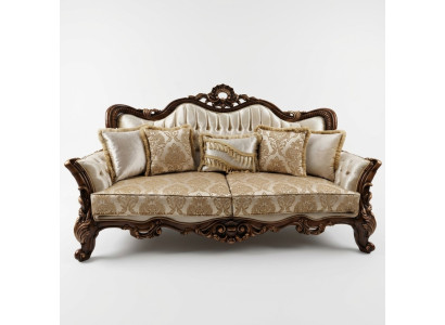 Chesterfield Barokowa Trzyosobowa Sofa Sofa Materiałowa Złota Kanapa