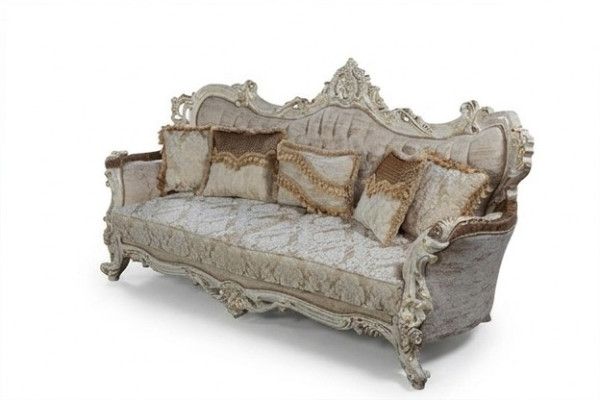 Chesterfield Barokowa Sofa Trzyosobowa Meble Couchen Material Złota Sofa