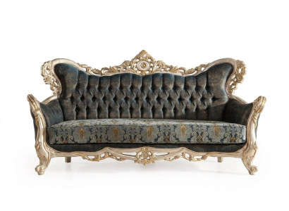 Barokowa trzyosobowa kanapa Chesterfield Meble Sofa Kanapy Materiał Złoty