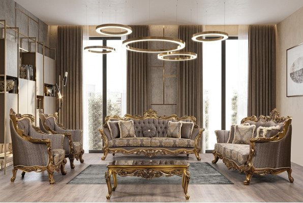 Luksusowy Zestaw sofowy Klasyczna Sofa Podkładka Meble Komplet 5-częściowy