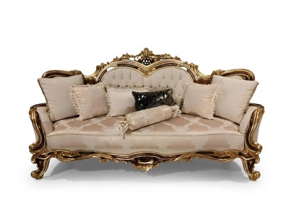 Chesterfield Barokowa Sofa Trzyosobowa Meble Sofa Kanapy Materiał Beżowy