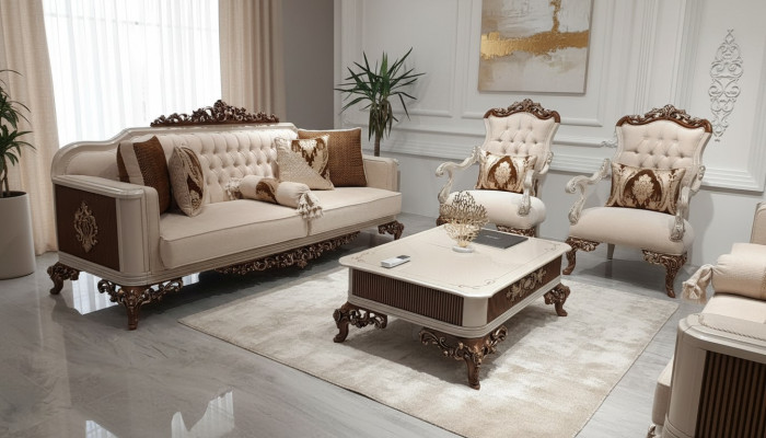 Klasyczny zestaw kanapowy 4 sztuki. Zestaw 311 Siedziba + stolik kawowy sofa barokowa rokoko