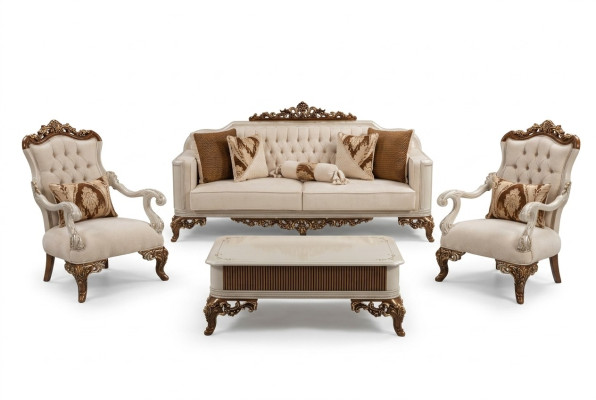 Klasyczny zestaw kanapowy 4 sztuki. Zestaw 311 Siedziba + stolik kawowy sofa barokowa rokoko