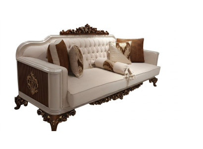 Trzyosobowa kanapa Chesterfield Baroque Meble Sofa Kanapy Materiał Złoty