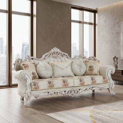 Luksusowa trzyosobowa kanapa Podkładka Meble Aksamit Baroque Rokoko 3 Siedziba Sofa